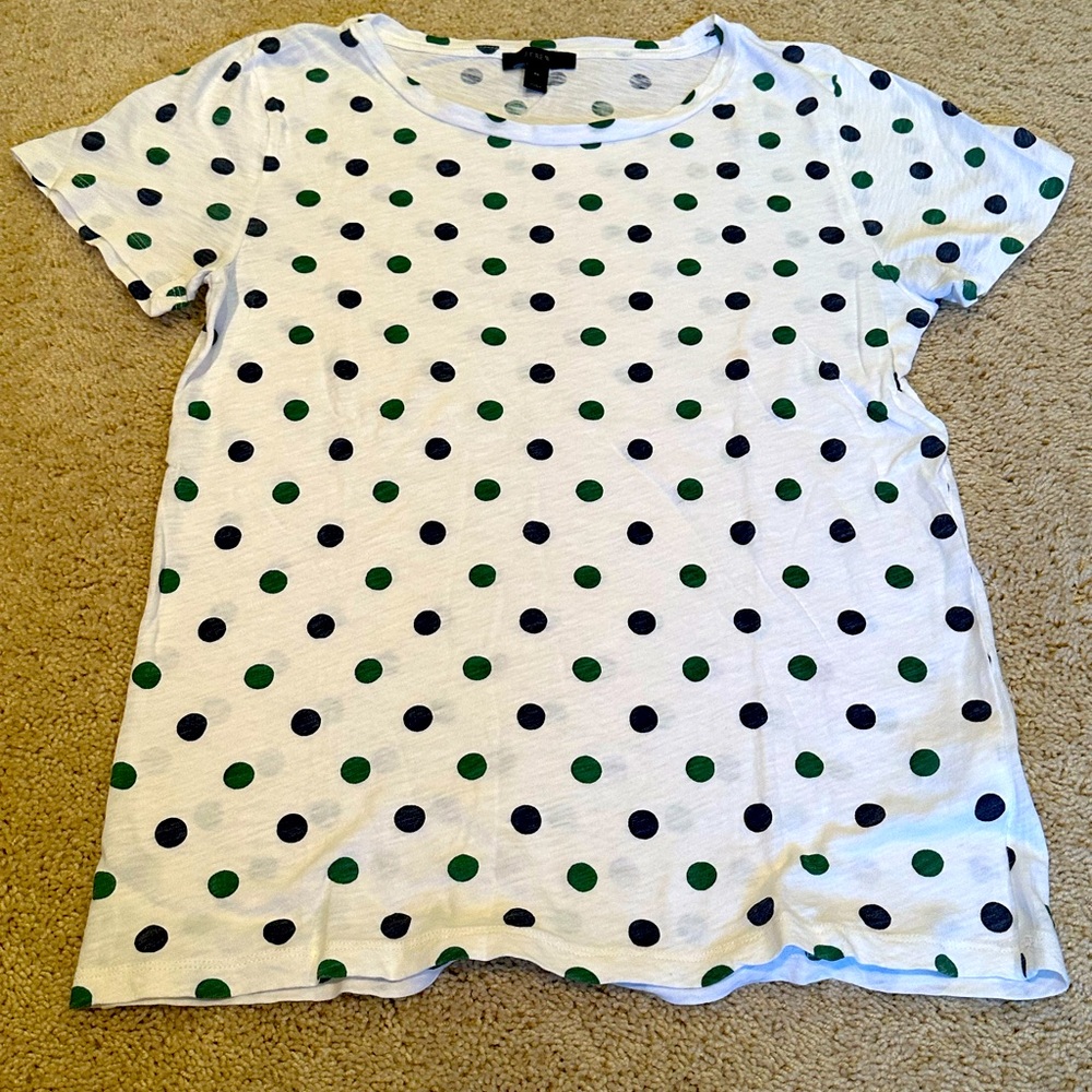 JCrew short sleeve polka dot T shirt, size M